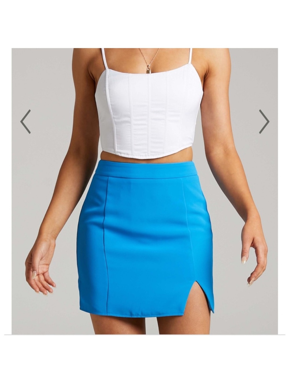 Showpo Electric Blue High-Waist Mini Skirt with Front Slit